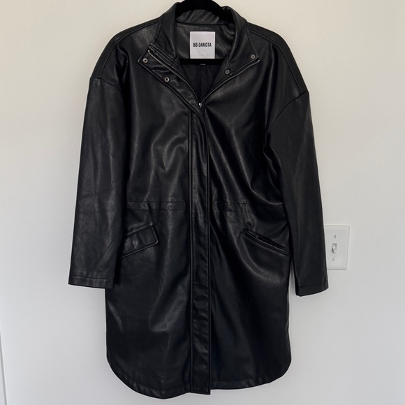 BB Dakota Jackets & Blazers - BB Dakota Black Women's Faux Leather Coat, Long - Size S